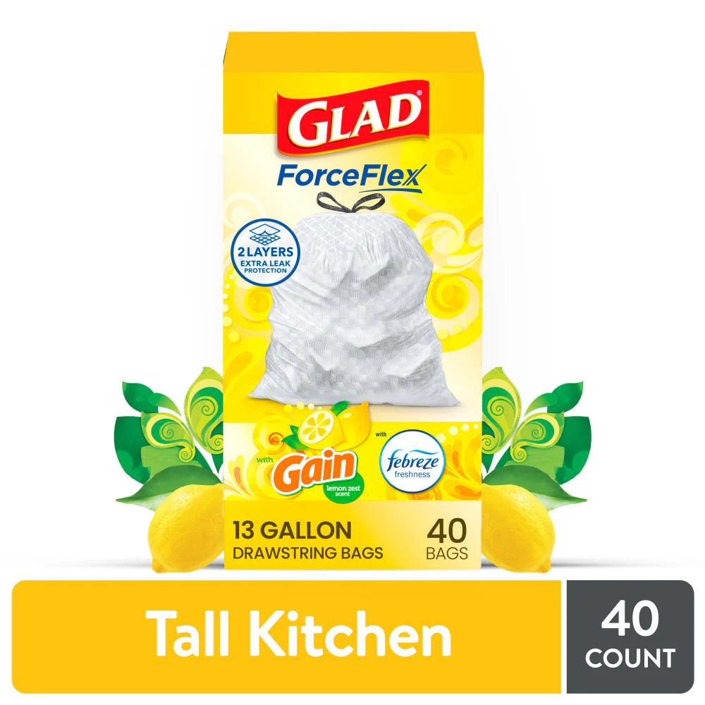 Glad ForceFlex Tall Kitchen Trash Bags 49.2L
