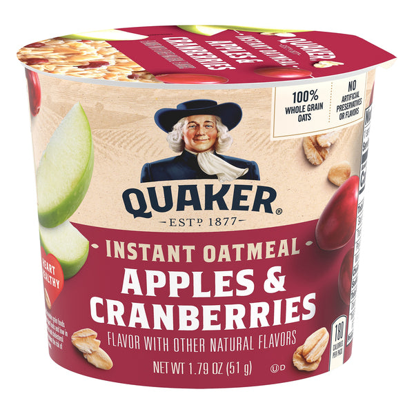 Quaker Instant Oatmeal Instant Oats Express, Apple Cranberry, 1.79 Ounce