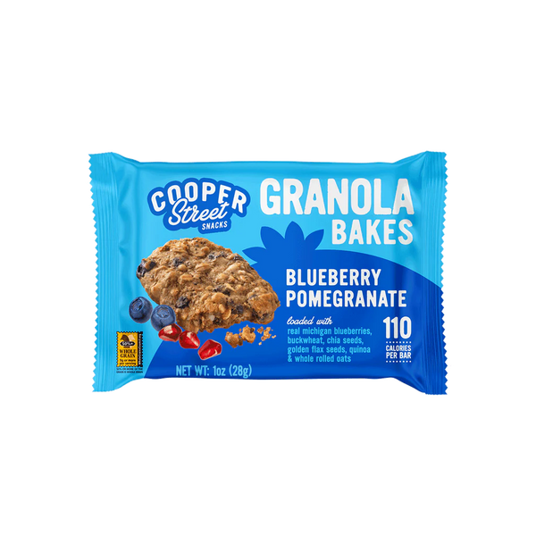 Cooper Street Granola Bakes - Soft Baked Oats, Grain & Seeds Breakfast Granola Cookie Bars - Nut & Dairy Free, Low Sodium, Healthy  - Blueberry Pomegranate