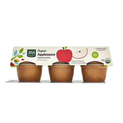 365 Organic Unsweetened Applesauce Cups 4oz 6-Pack
