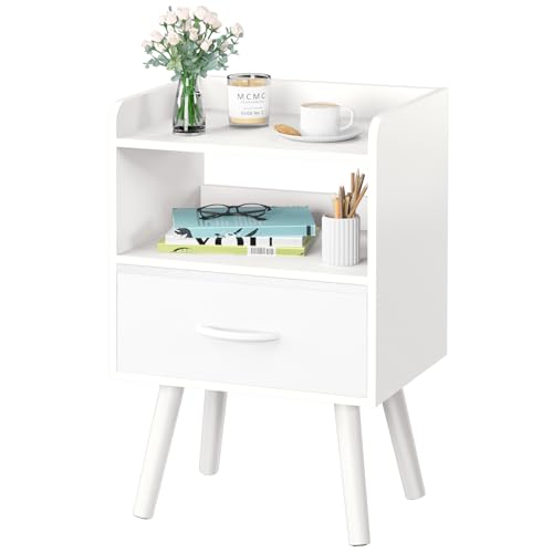 Yoobure Modern Wood Nightstand Open Shelf