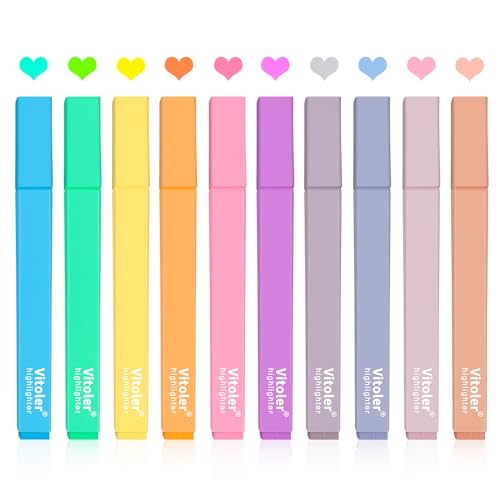 Vitoler Aesthetic Pastel Highlighters 10-Pack No Bleed