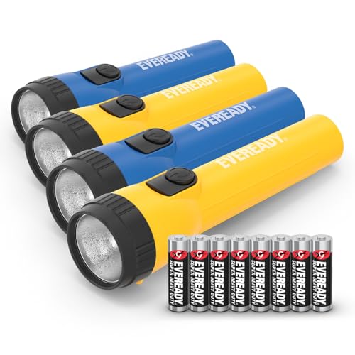 EVEREADY LED Flashlights AA Batteries 4-Pack Blue Yellow