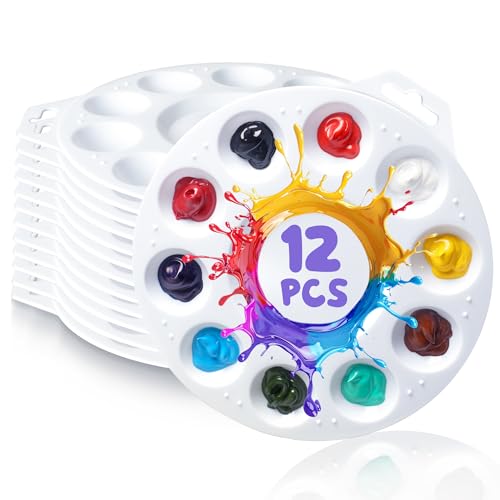 12-Pc Plastic Paint Tray Palettes with Hole