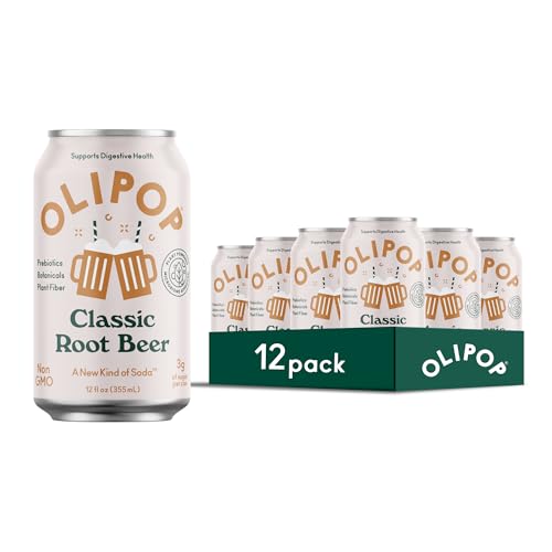 OLIPOP Classic Root Beer Prebiotic 12oz Cans 12-Pack