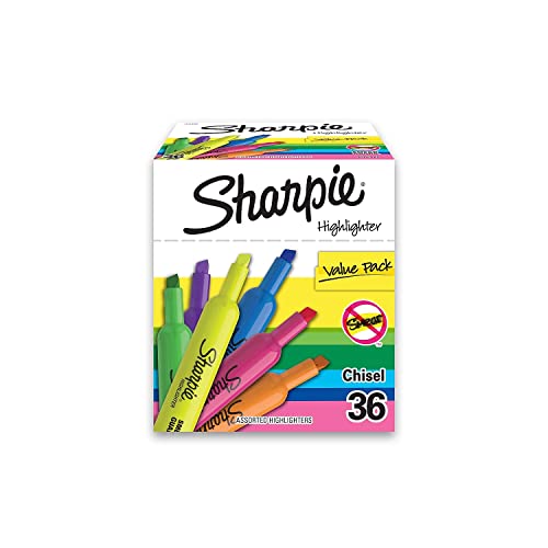 Sharpie Tank Highlighters Assorted Fluorescent Pastel 36-Pack