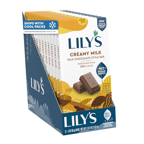 LILY'S Milk Chocolate No Sugar Added Bars 3oz 12 Count