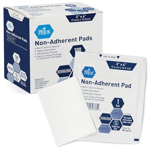 MED PRIDE Sterile Non Stick Pads 3x4in 100 Pack
