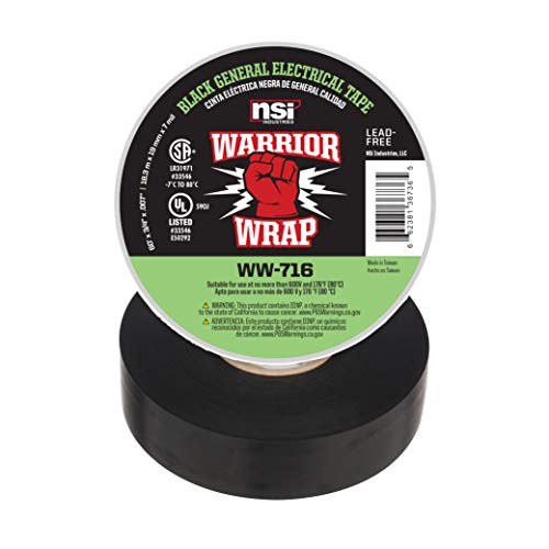WarriorWrap Black Vinyl Electrical Tape 3/4 Inch