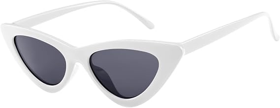 WHITE VINTAGE NARROW CAT EYE GLASSES