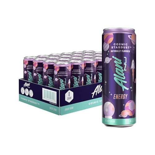 Alani Nu COSMIC STARDUST, Sugar Free, Low Calorie Energy Drinks, 200mg Caffeine, Biotin, B Vitamins, Zero Sugar, 10 Calories, 12 Fl Oz Cans, 24 Pack