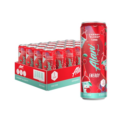 Alani Nu CHERRY SLUSH, Sugar Free, Low Calorie Energy Drinks, 200mg Caffeine, Biotin, B Vitamins, Zero Sugar, 10 Calories, 12 Fl Oz Cans, 24 Pack