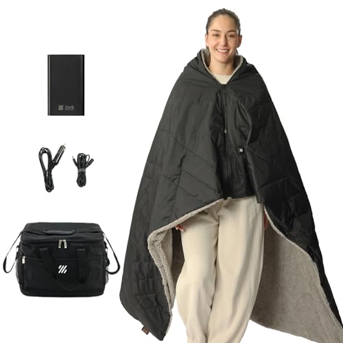 ZonLi Rechargeable Heated Blanket with Power Bank Black