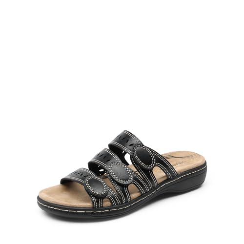DREAM PAIRS Women’s Adjustable Strap Slide Sandals Black 8.5