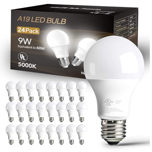 dalattin Daylight White A19 LED Bulbs 24 Pack