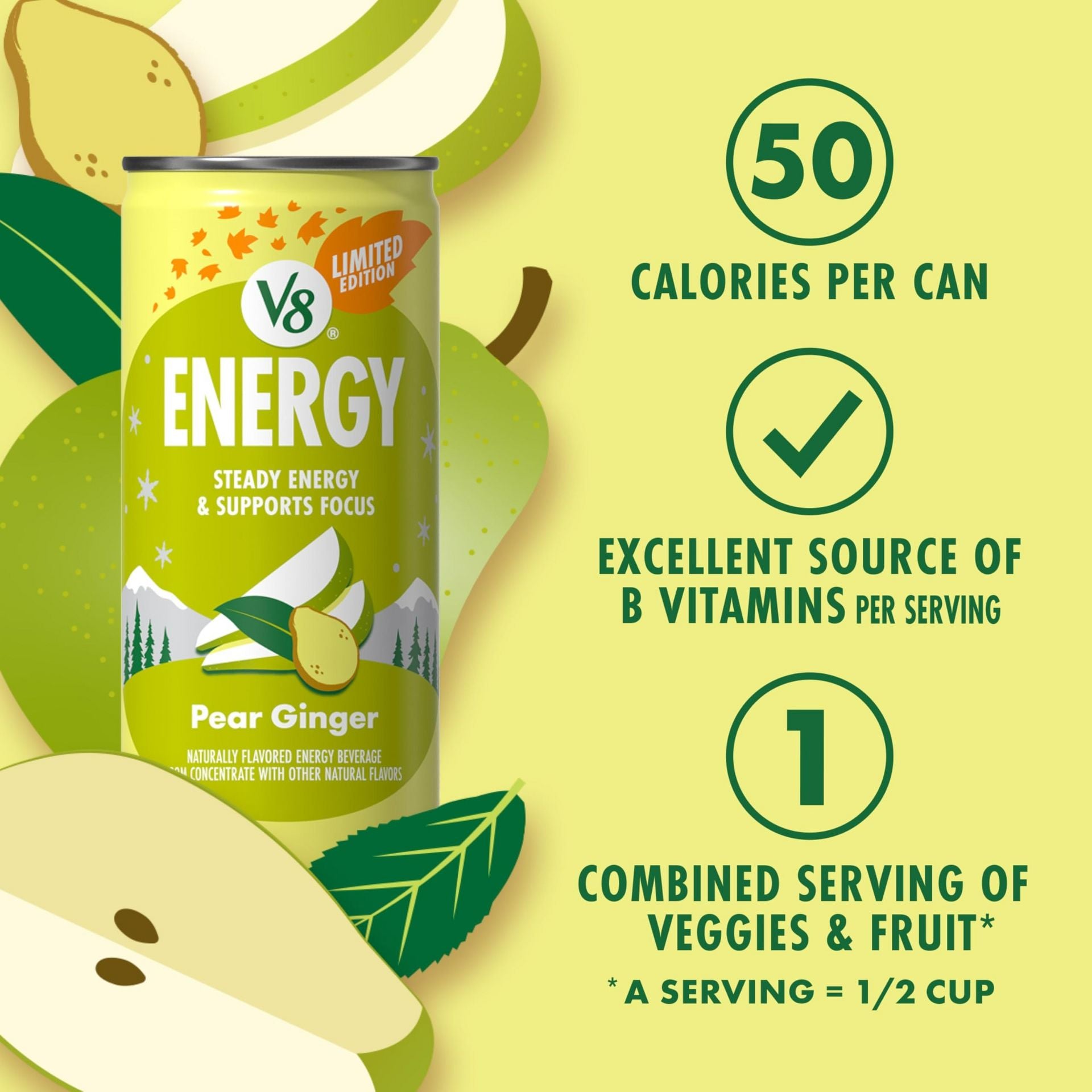 Energy Pear Ginger Energy Drink, 8floz