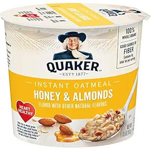 Quaker Instant Oatmeal Instant Oats Express, Honey Almond, 1.76 Ounce Cup