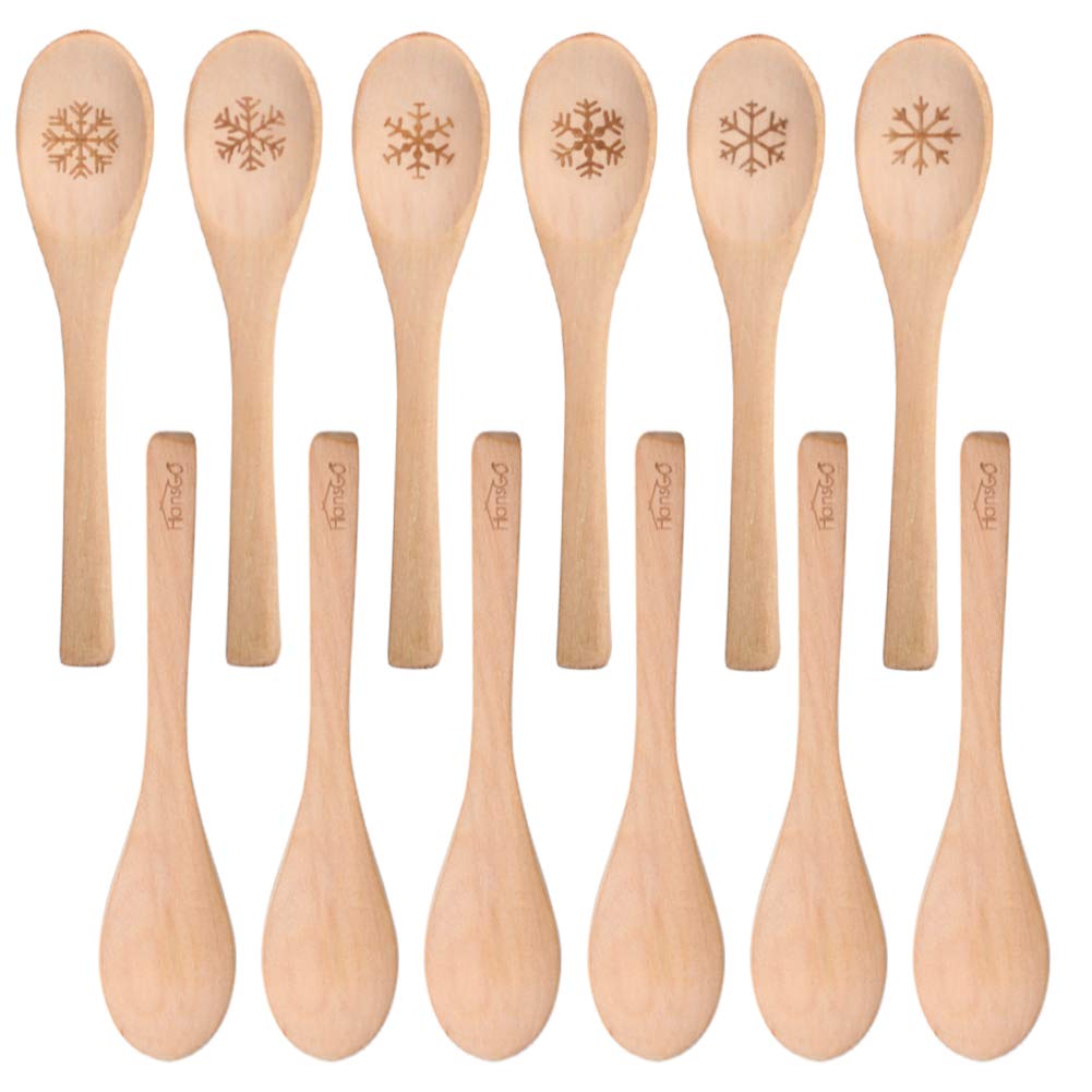 HANSGO Snowflake Wooden Soup Spoons 6 Pack