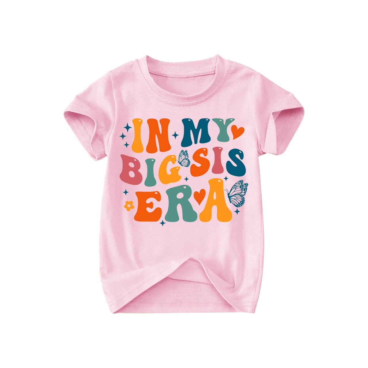 SANIXJOO Big Sis Era Toddler Tee Pink 6-7