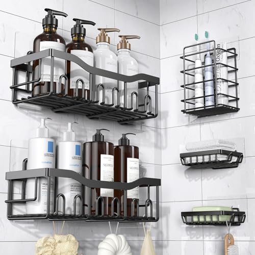 EUDELE Rustproof Adhesive Shower Caddy 5 Pack