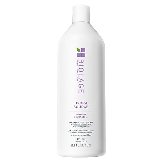 Biolage Hydra Source Shampoo - Softens, Moisturizes & Adds Shine, For Dry Hair, Infused with Micro-Filtered Aloe Vera & Fermented Hyaluronic Acid, Vegan & Paraben-Free 33.8 fl