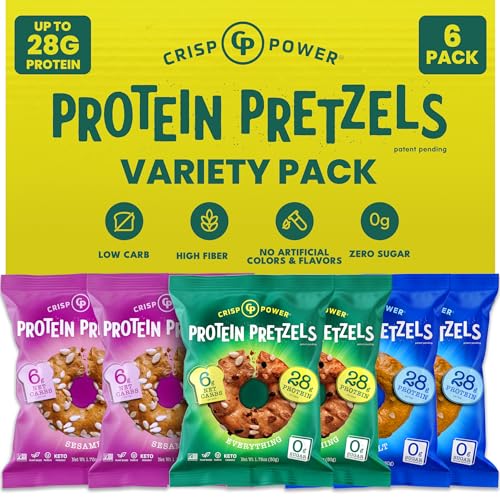 Crisp Power Variety Protein Pretzel Snacks 6 Pack