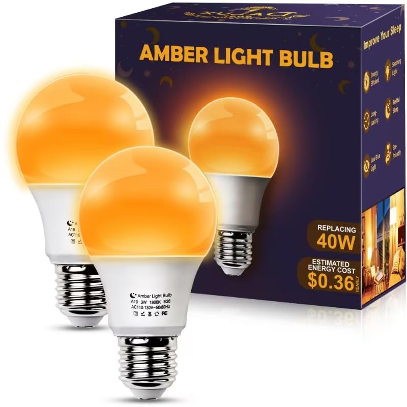 DALUXshop Amber Blue Light Blocking Bulbs 2 Pack
