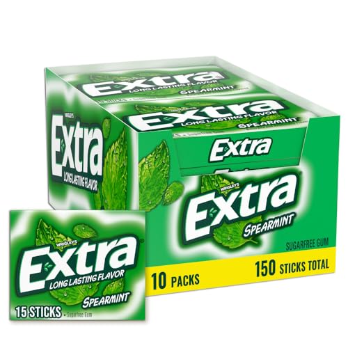 Extra Spearmint Sugarfree Gum Packs 15ct 10 Pack