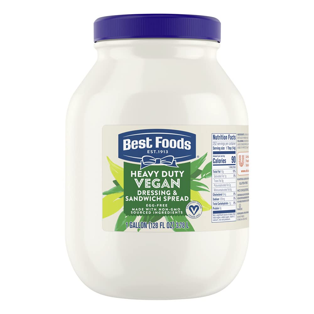 Best Foods Vegan Mayonnaise Jar Made with Non GMO Sourced Ingredients, No Artificial Flavors or Colors, No Cholesterol, Gluten Free, 1 Gallon (Pack of 1)