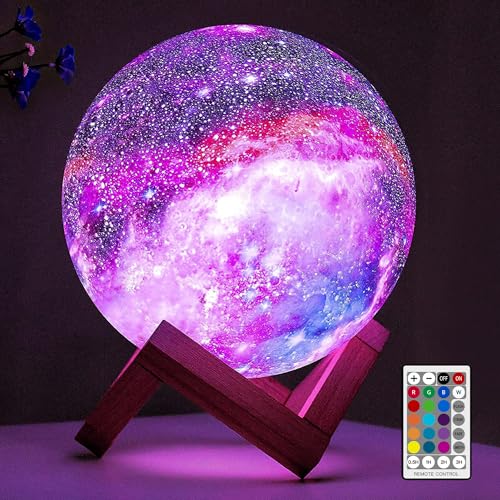 BRIGHTWORLD Galaxy Moon Lamp 16 Colors 5.9 Inch