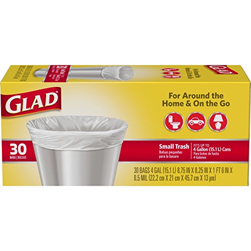 Glad Small Garbage Bags White 4 Gallon 30-Count