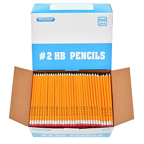 Rarlan Pre-Sharpened #2 Pencils Bulk 500-Pack
