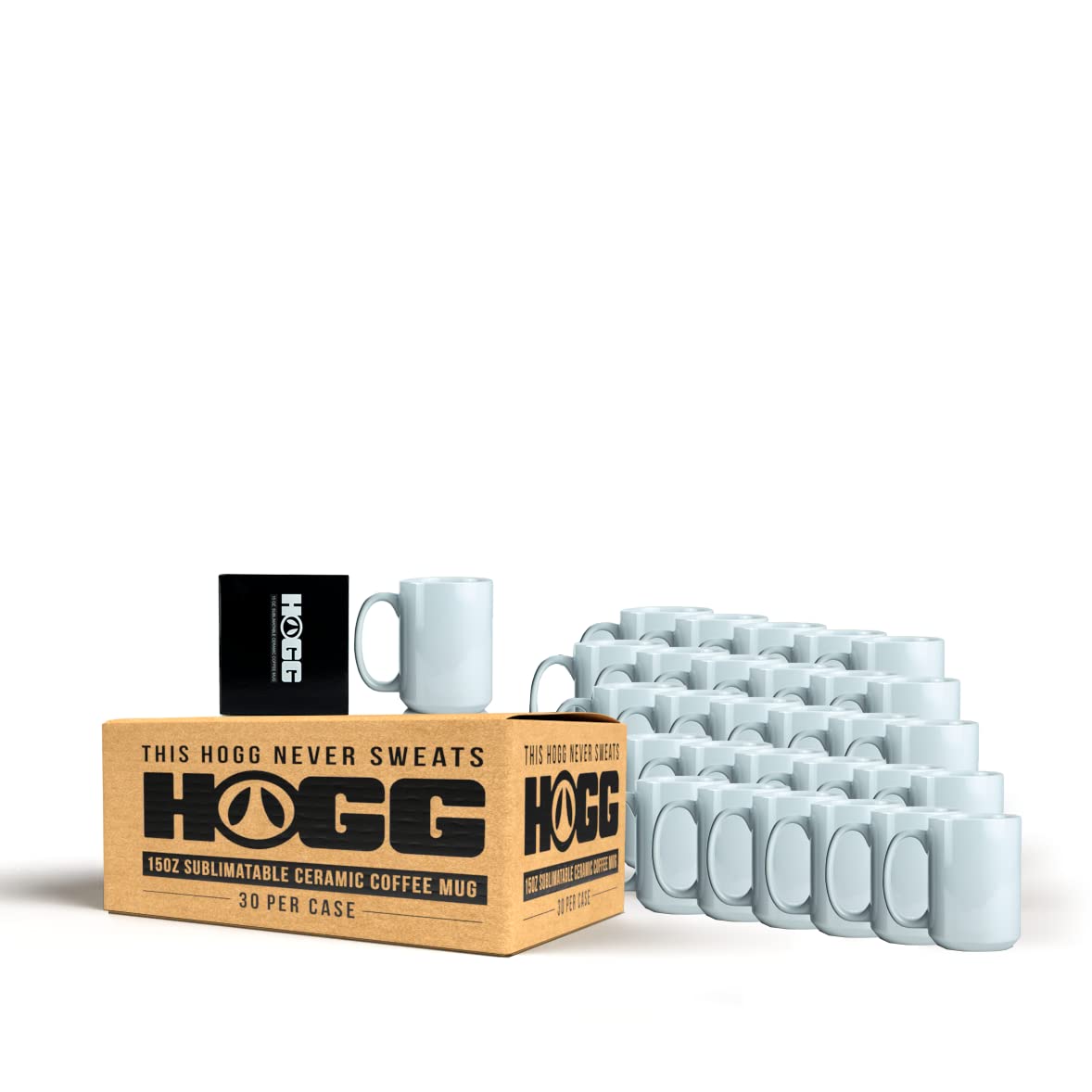 Hogg Sublimatable Ceramic Coffee Mugs 15oz 30-Pack