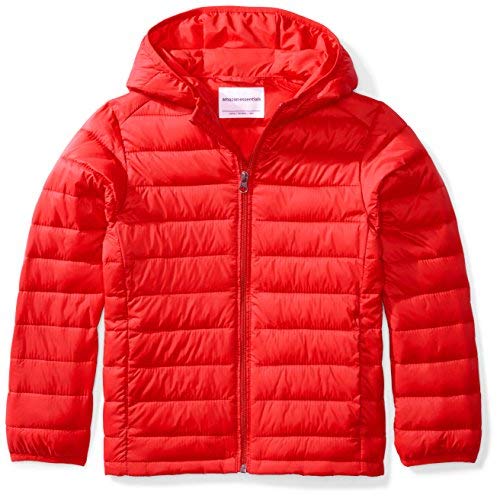 Amazon Essentials Boys' Packable Puffer Jacket Red Medium