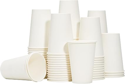 RACETOP Coffee Cups 12 oz, 100 Pack Disposable Paper Cups | Thickened Paper, Leak-proof, BPA-free, Ideal for Daily Use, Office, Coffee Shop, Picnic, Parties