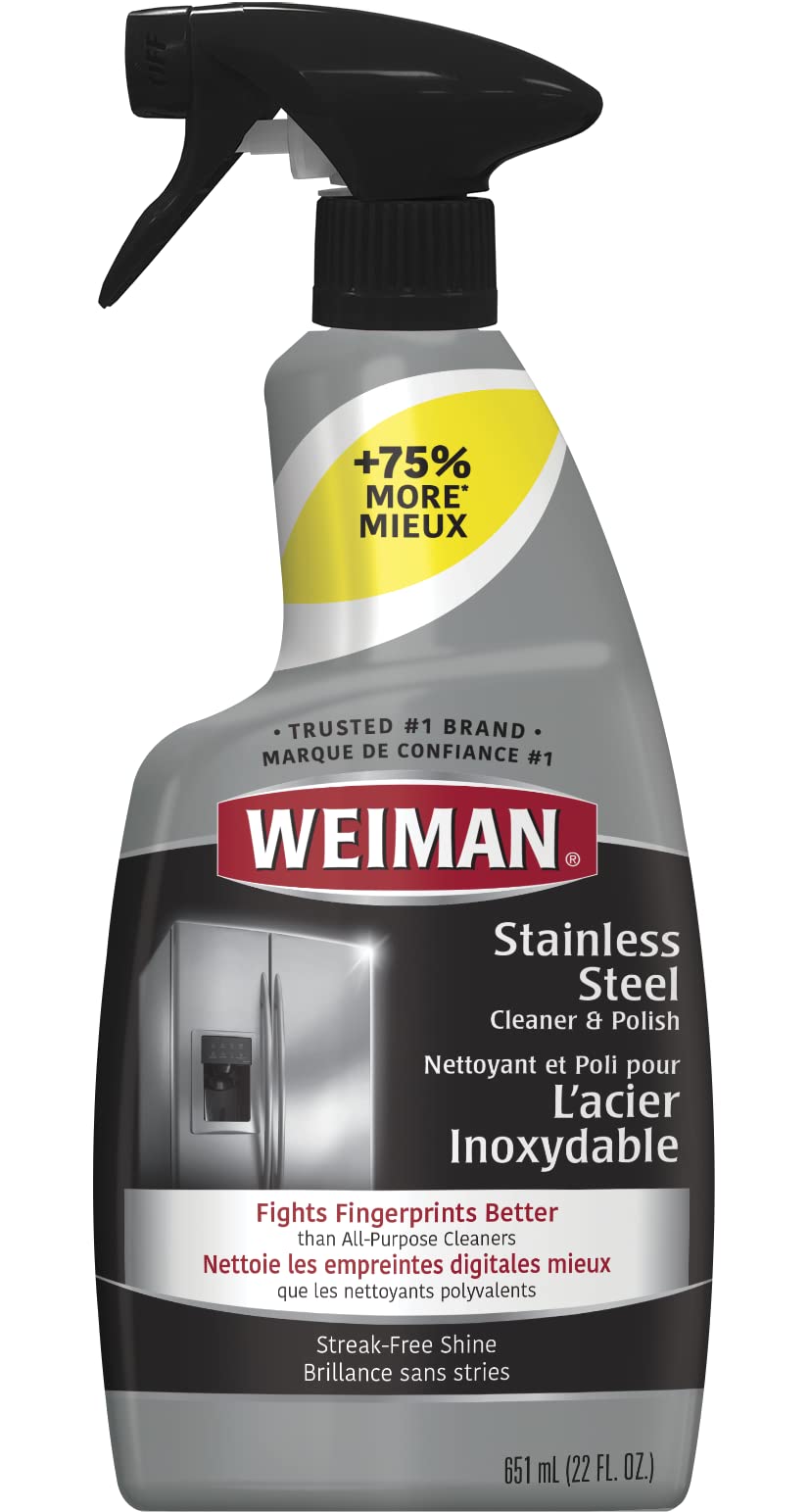 Weiman Stainless Steel Cleaner and Polish, Floral Scent, 22 oz Trigger Spray Bottle