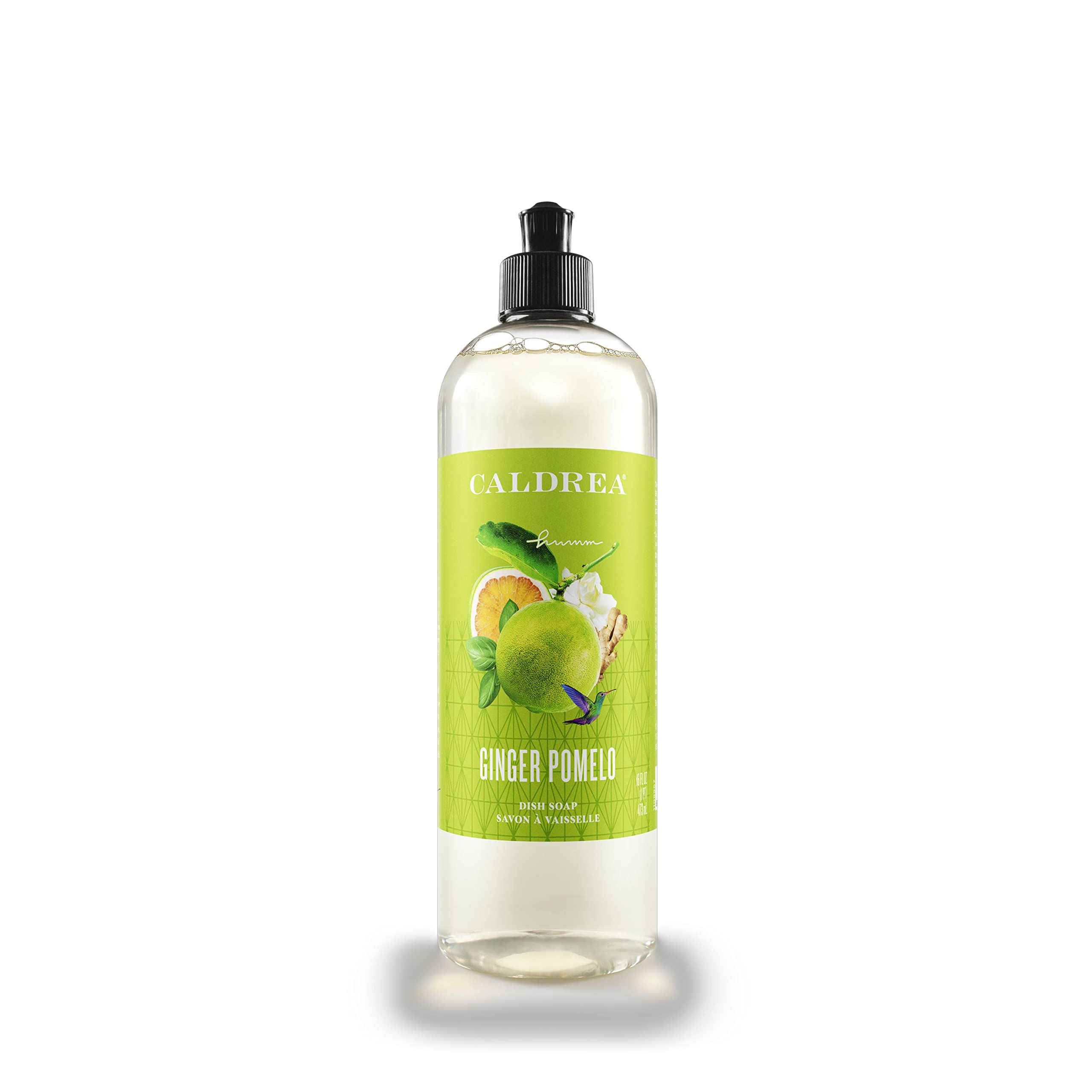 Caldrea Dish Soap, Biodegradable Dishwashing Liquid made with Soap Bark and Aloe Vera, Ginger Pomelo Scent, 16 oz