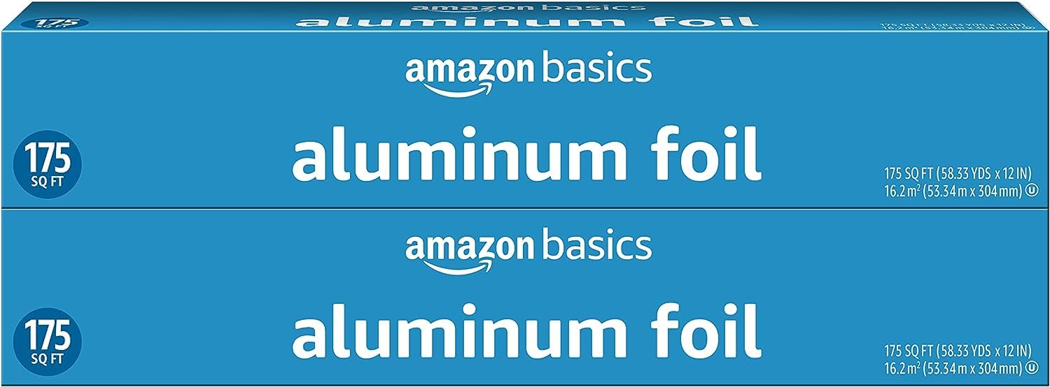 Amazon Basics Aluminum Foil for Cooking, Roasting and Food Wrap, 175 Sq Ft