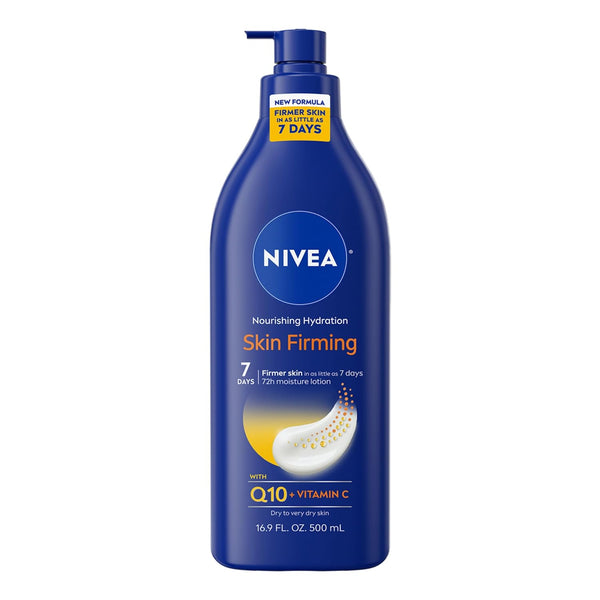 NIVEA Nourishing Hydration Skin Firming Body Lotion with Q10 and Vitamin C, 72-Hour Body Moisturizer for Dry to Very Dry Skin, 16.9 Fl Oz