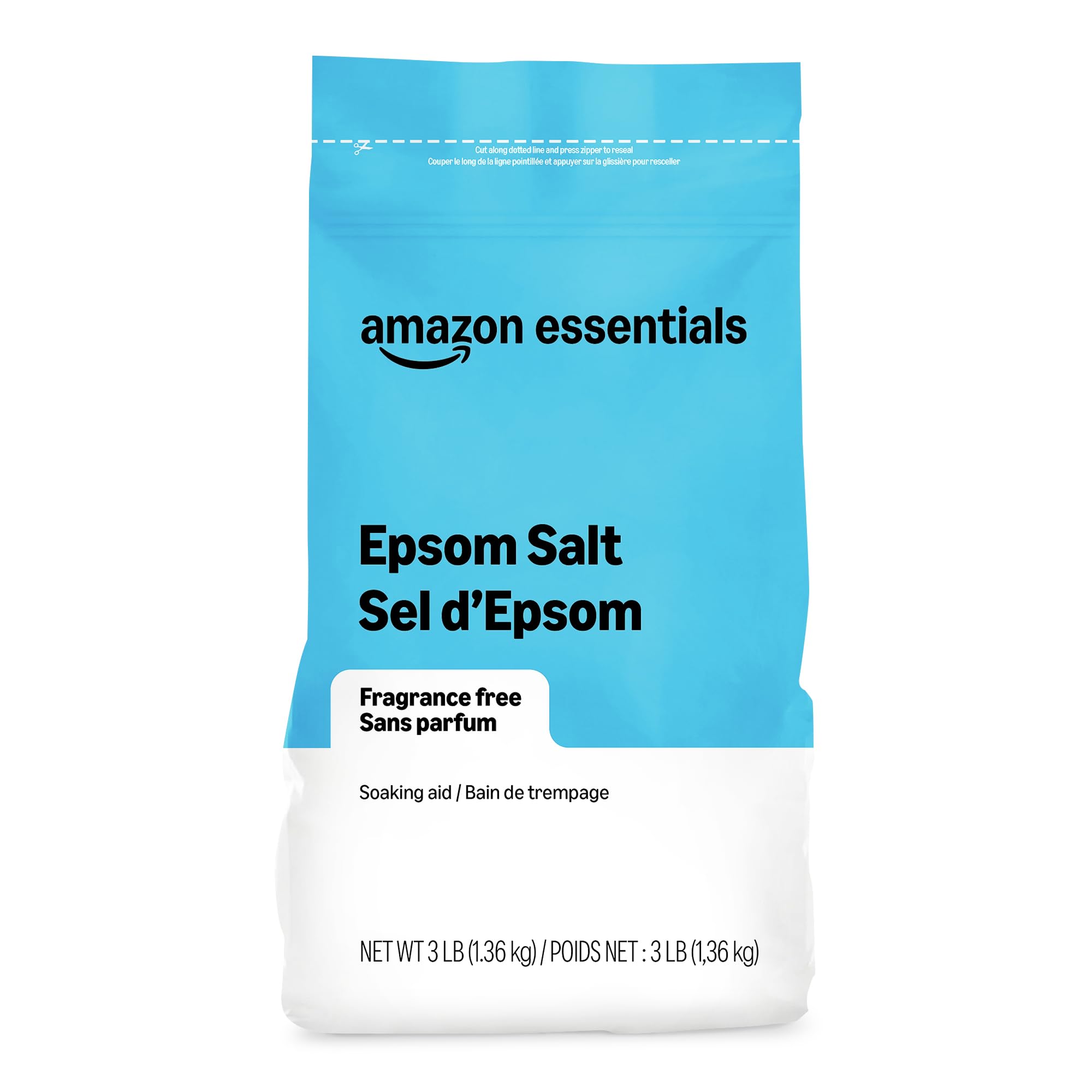 Amazon Essentials Epsom Salt Soak, Magnesium Sulfate USP, 3 Pound, 1-Pack (Previously Amazon Basics)