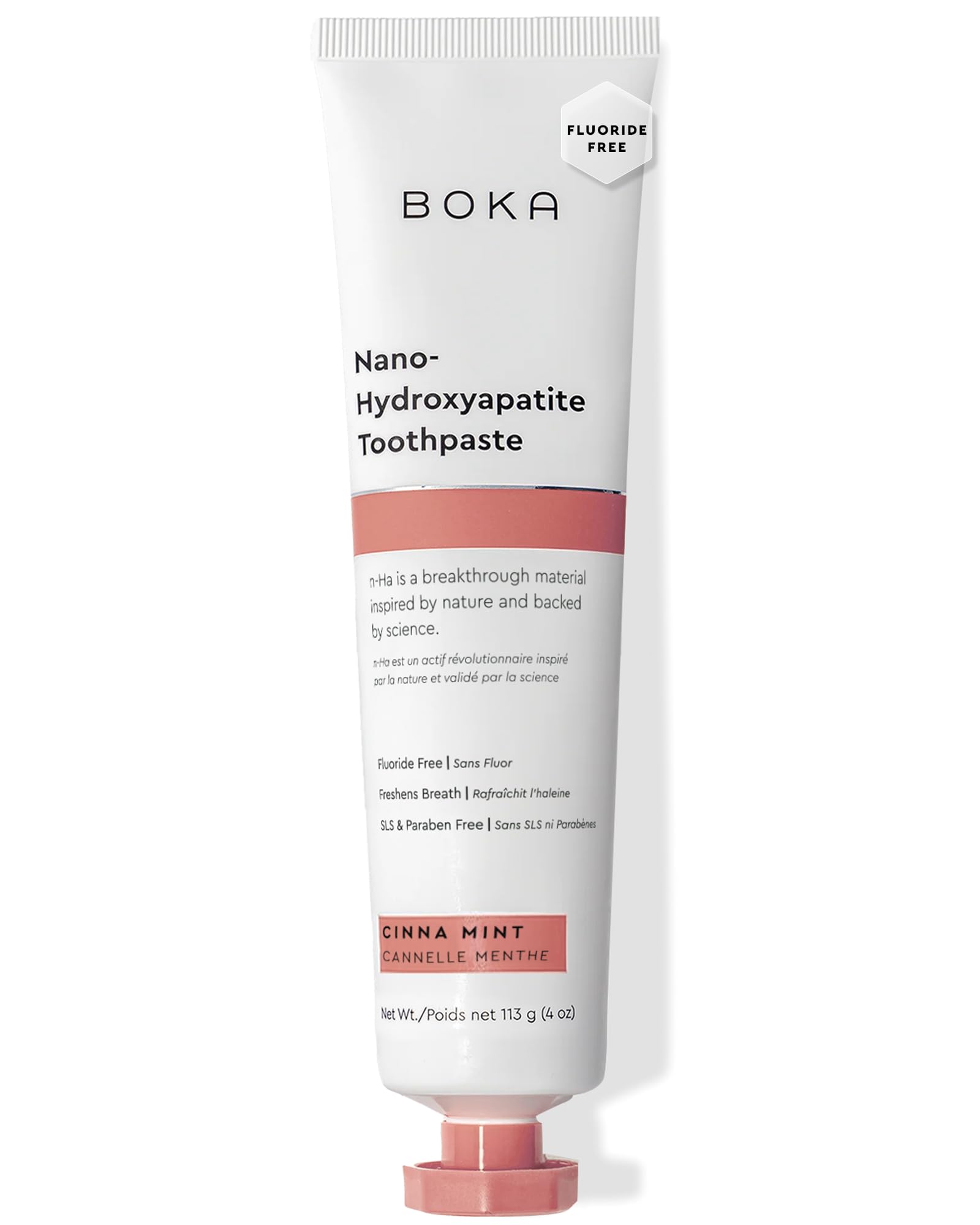 Boka Fluoride Free Toothpaste, Nano Hydroxyapatite Toothpaste, Appropriate for Sensitive Teeth - for Adult Oral Care - Cinnamon Mint Flavor, 4 Fl Oz 1Pk US Manufactured