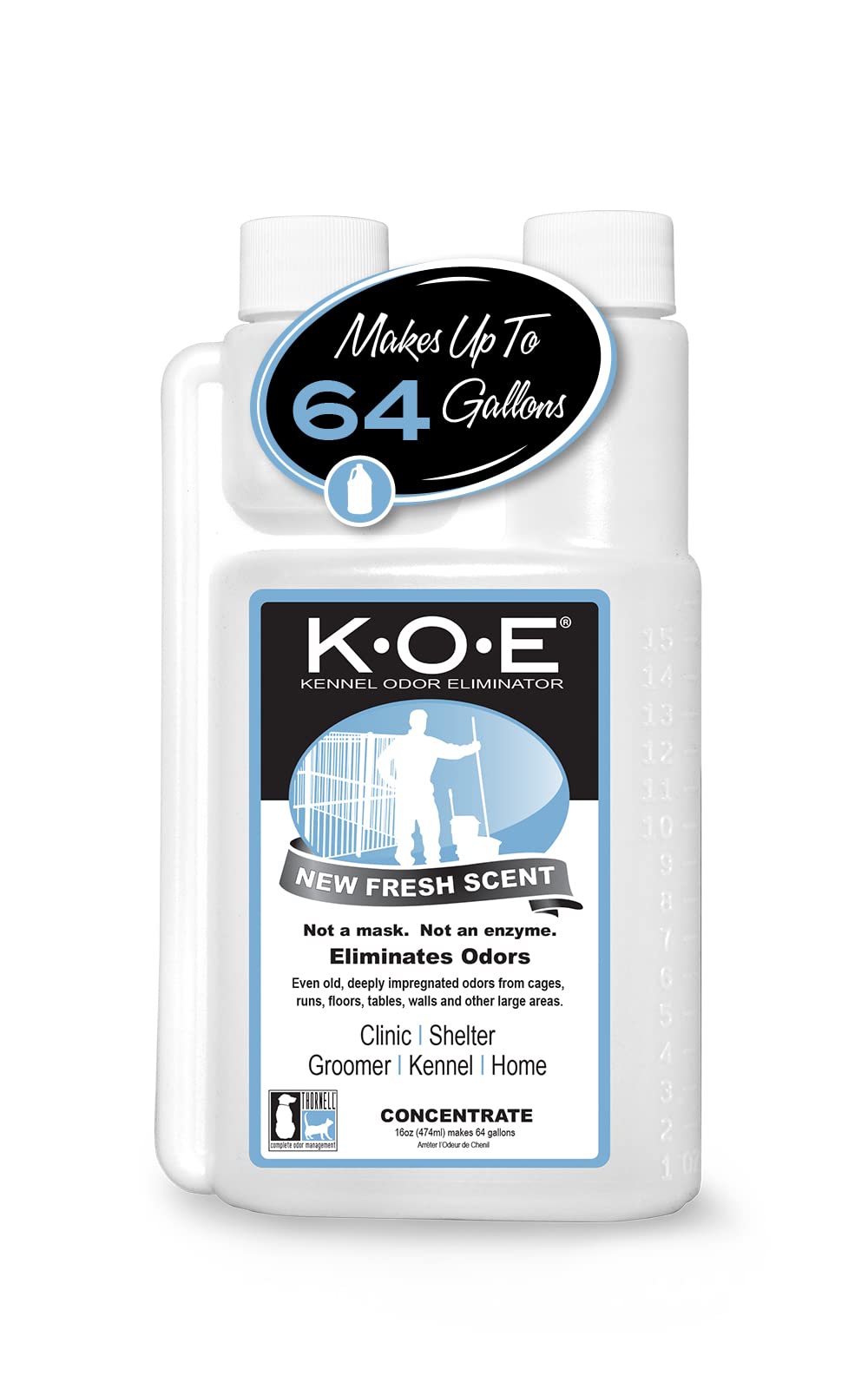 Odorcide K.O.E Kennel Odor Eliminator Concentrate Ã¢Â€Â“ For Cages, Runs & More Ã¢Â€Â“ For Home & Kennel w/Safe, Non-Enzymatic Formula (Fresh Scent, 16 oz)