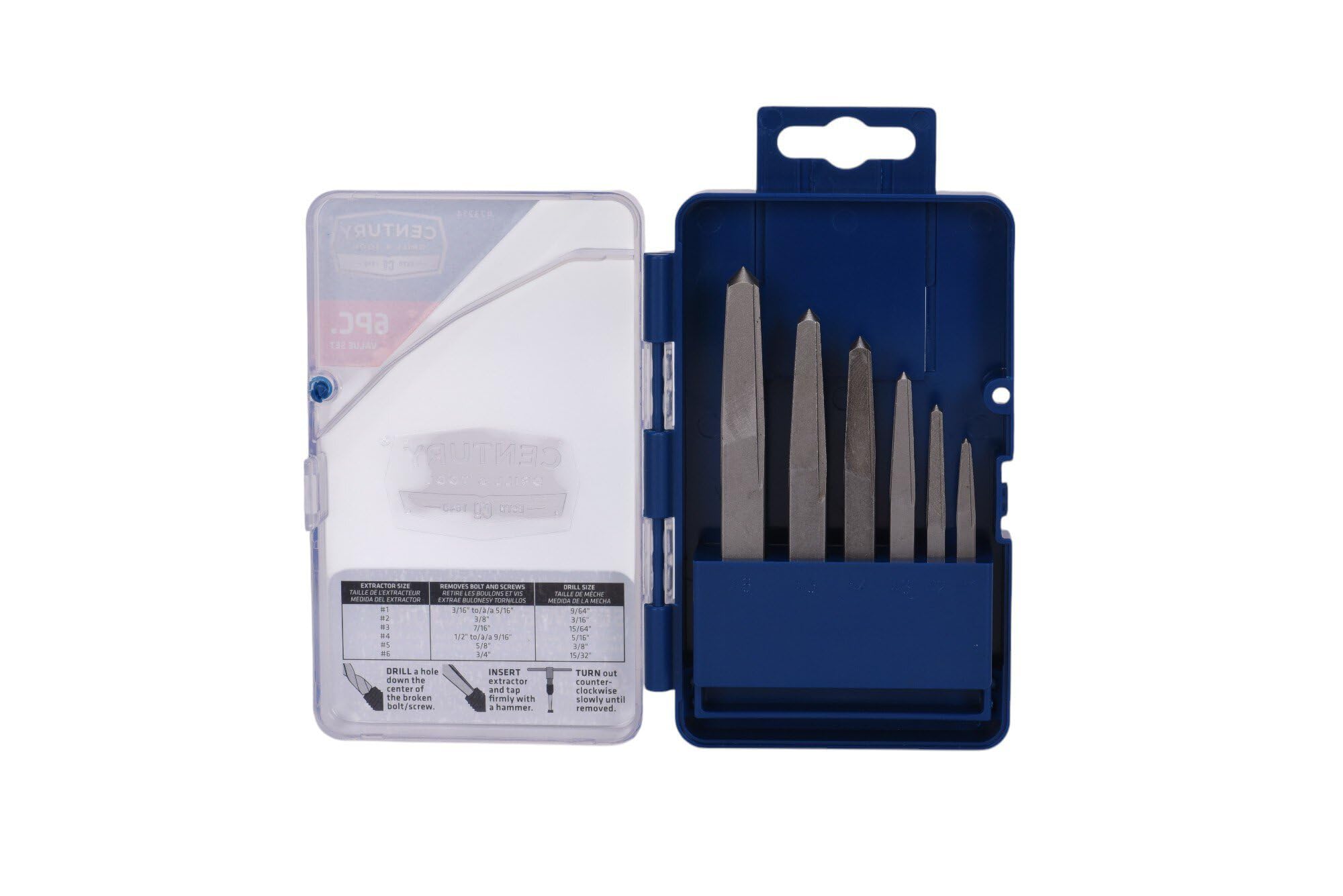 Century Square Flute Screw Extractor Set #1-#6 6-Piece