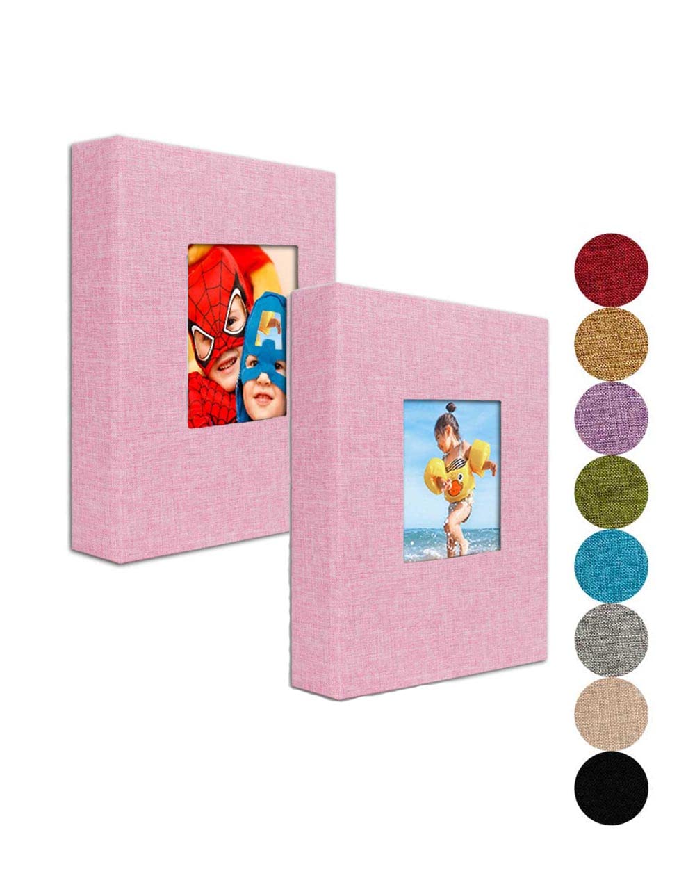 GPIRAL Pink Linen 4x6 Small Photo Albums 2 Pack