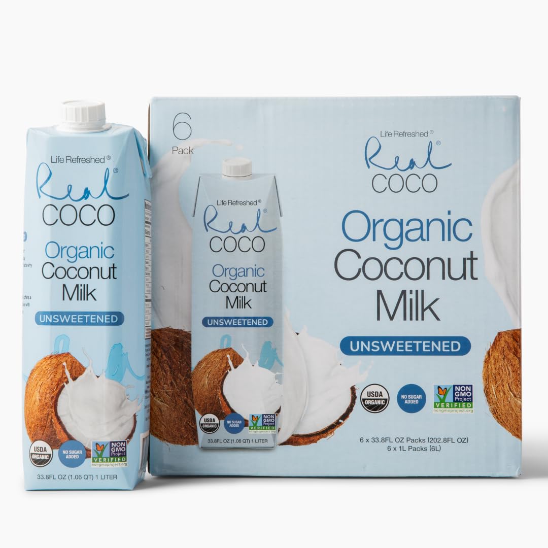 Real Coco Organic Original Coconut Milk 1L 6 Pack