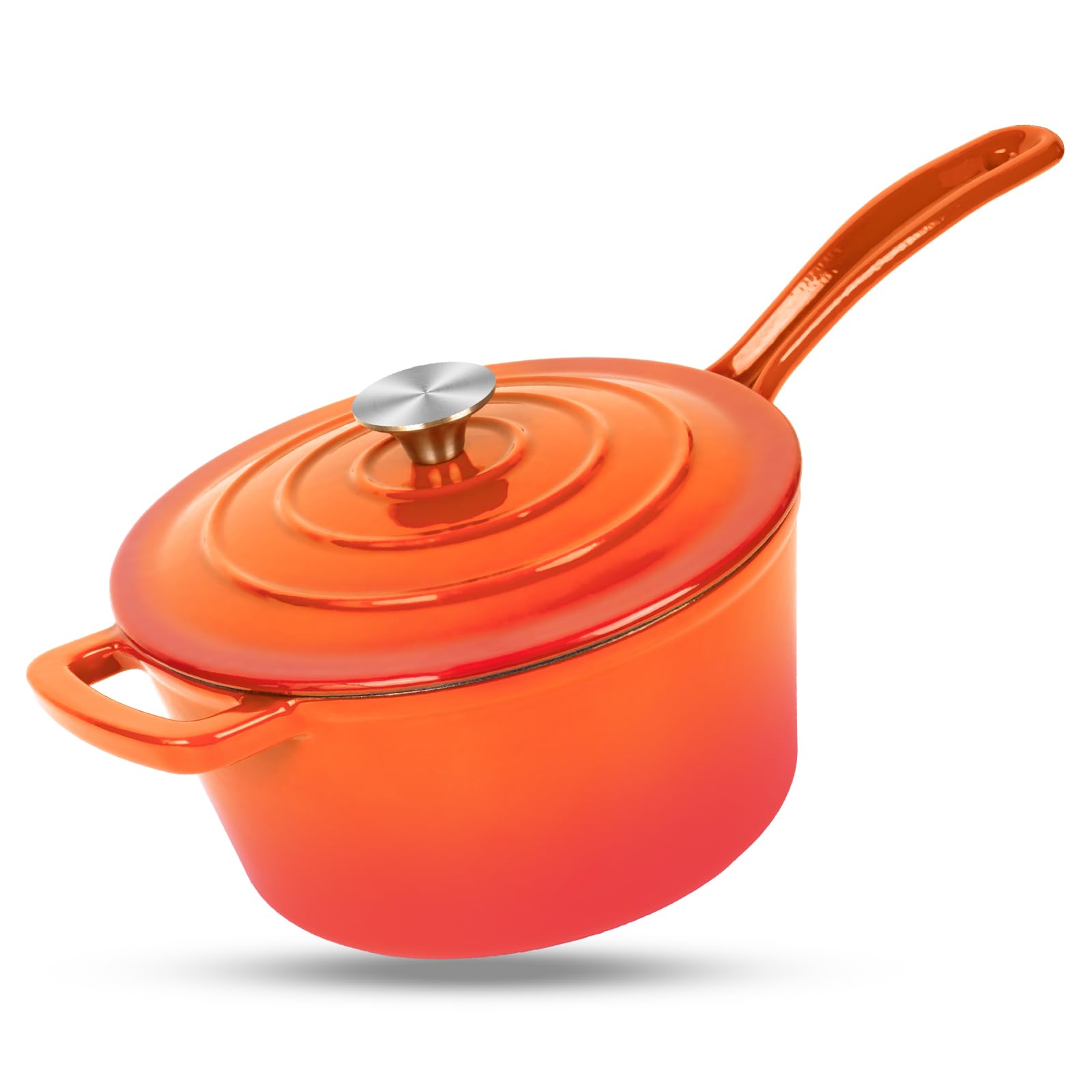 Flame Orange Enameled Cast Iron Sauce Pan