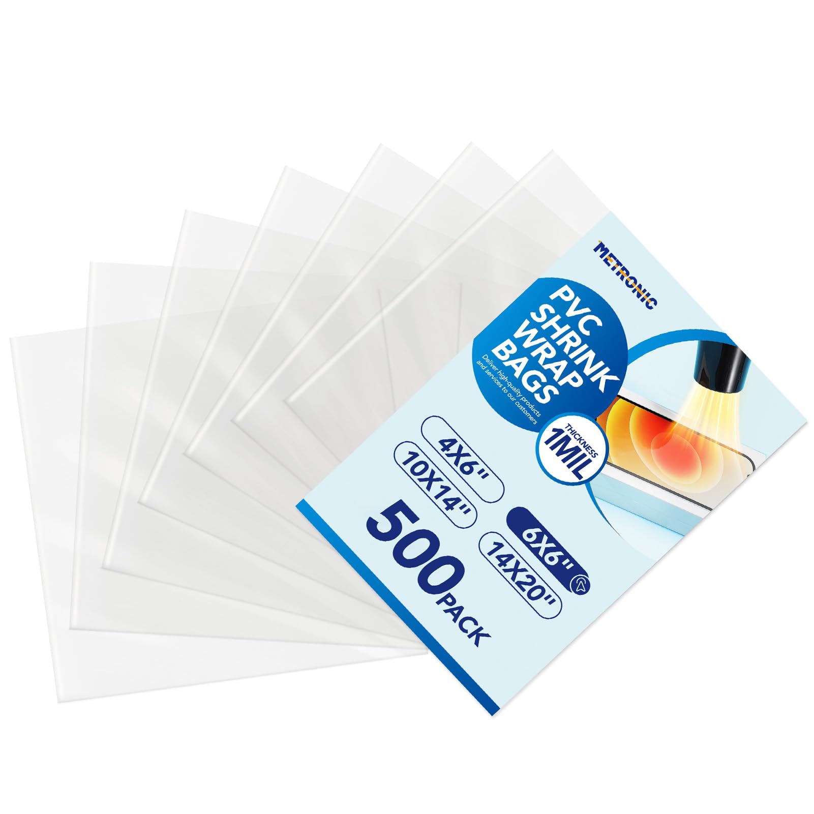 Metronic Clear Shrink Wrap Bags 500 Pack