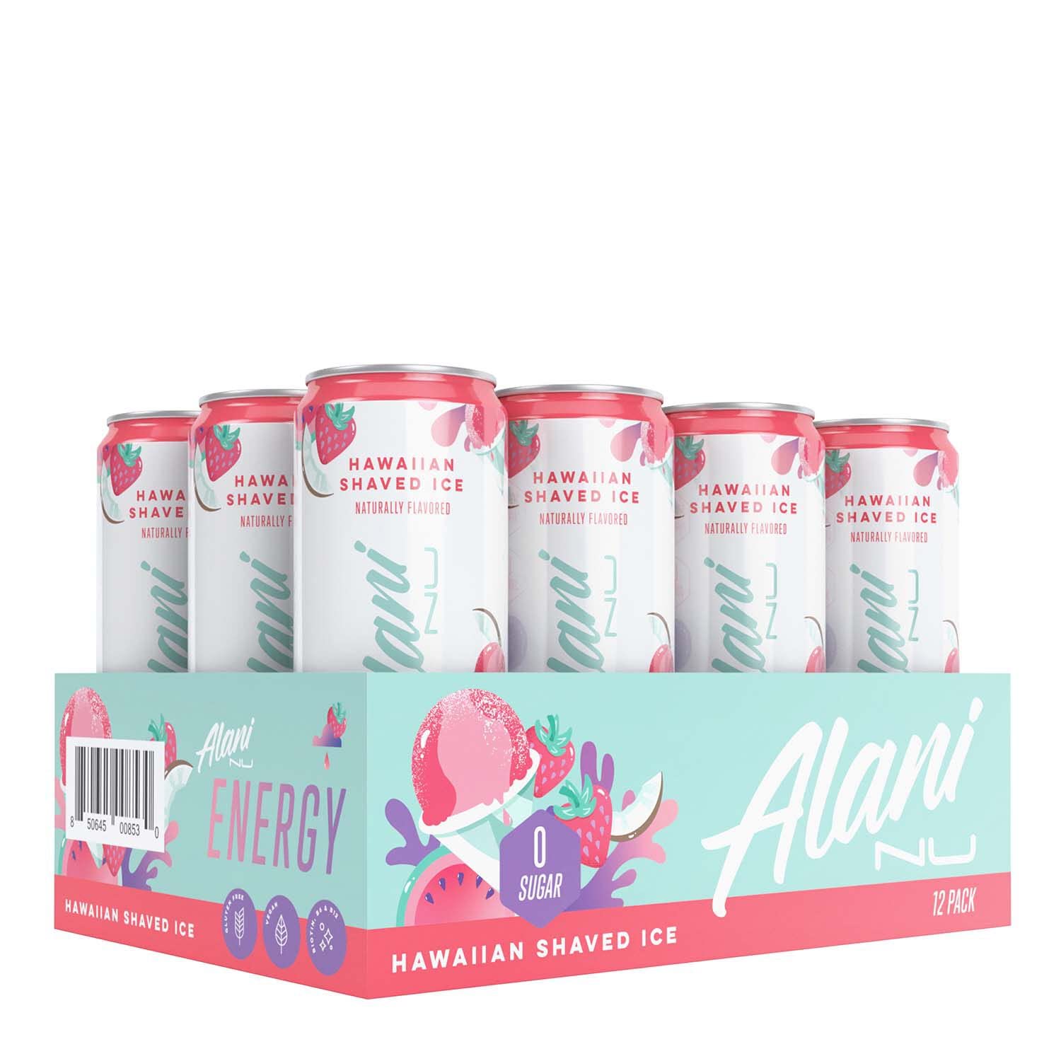Energy Drink Variety Pack - Blue Slush, Pink Slush, Sunkissed Mix, Watermelon Wave, Hawaiian Shaved Ice, Orange Kiss, Dream Float, Juicy Peach / 12 Pack by Alani Nu