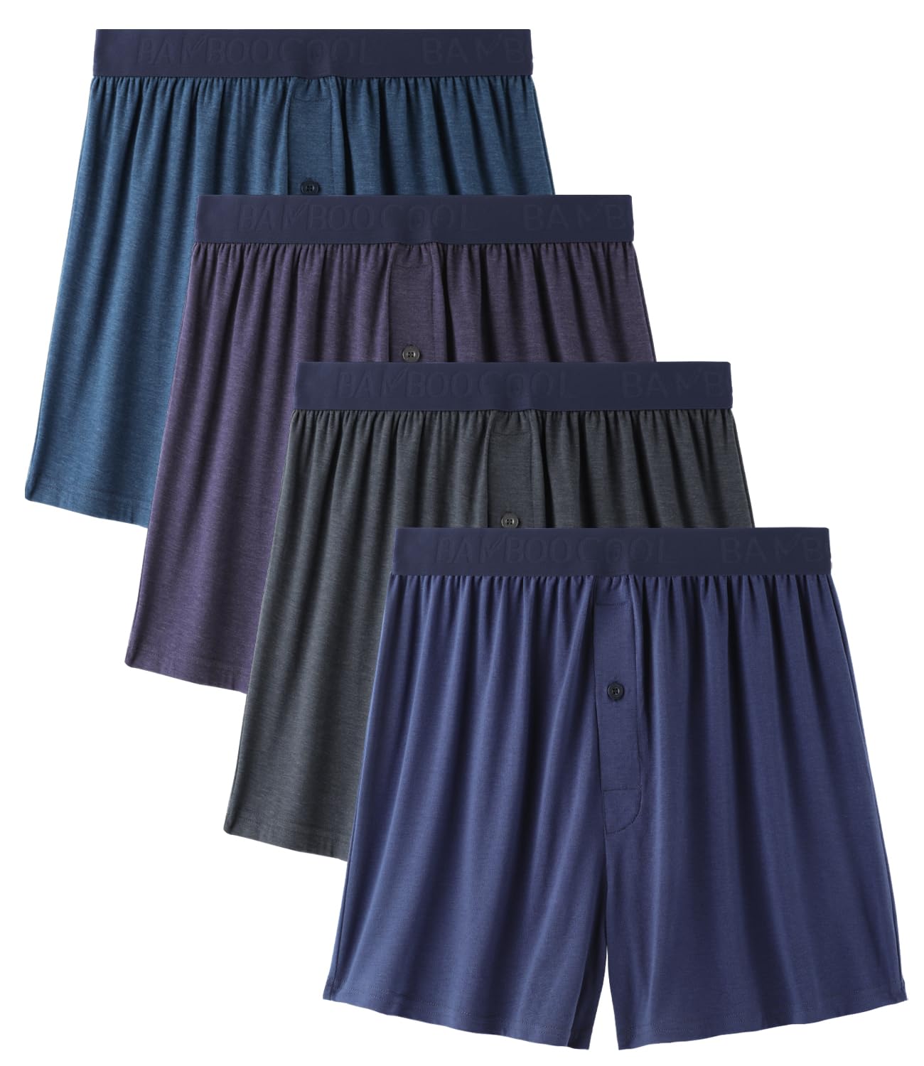 BAMBOO COOL Menís Moisture-Wicking Boxer Shorts 4-Pack XXL
