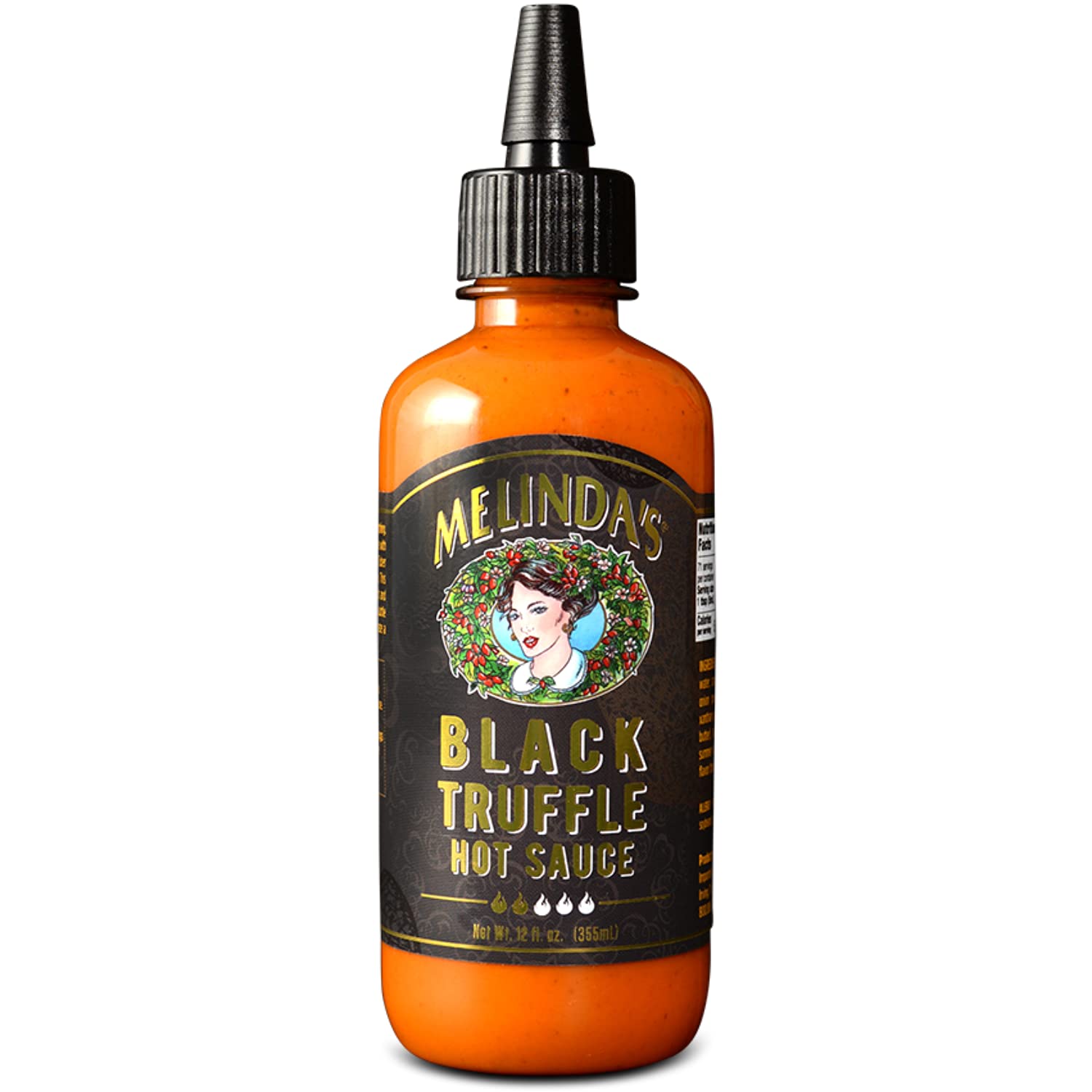 MelindaÃ¢Â€Â™s Black Truffle Hot Sauce - Gourmet Truffle Hot Sauce Made with Fresh Ingredients, Italian Black Truffles, Cayenne Peppers, Garlic & Colombian Honey - Keto, No Sugar, No Carbs -12 oz, 1 Pack